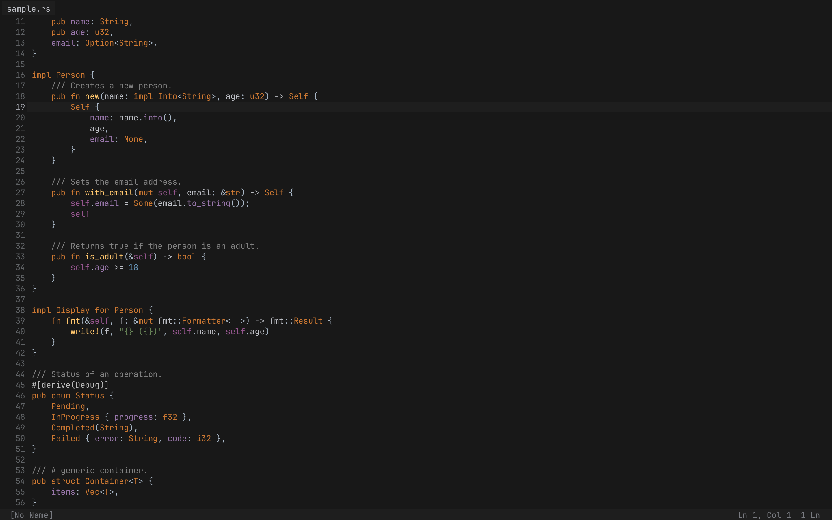 Minimal Rust Editing