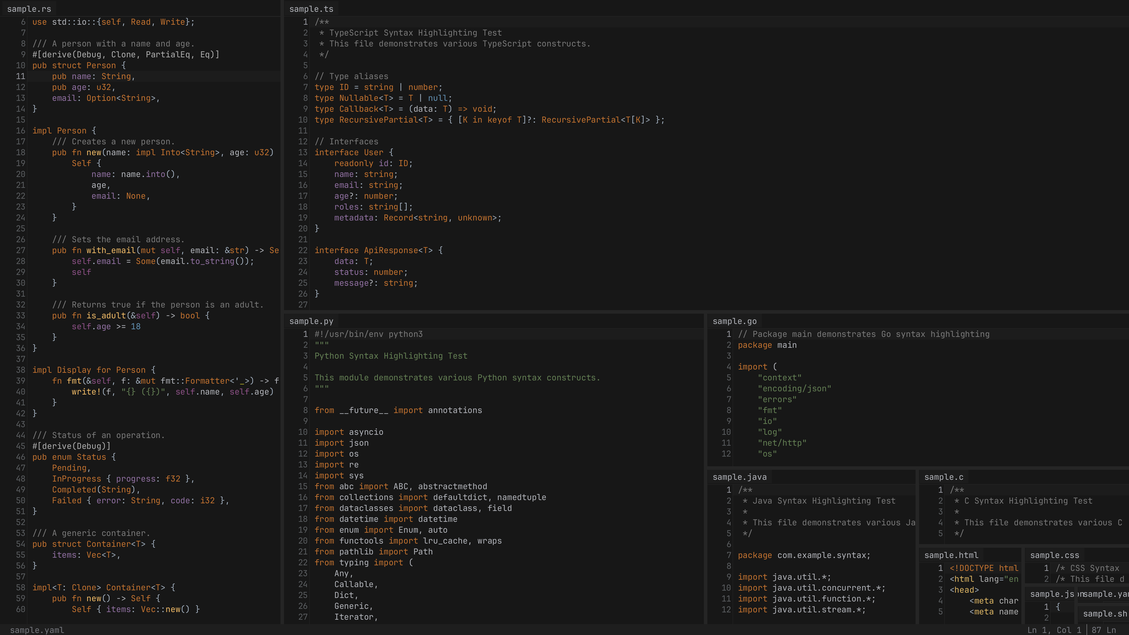 Fractal Splits — 11 Languages