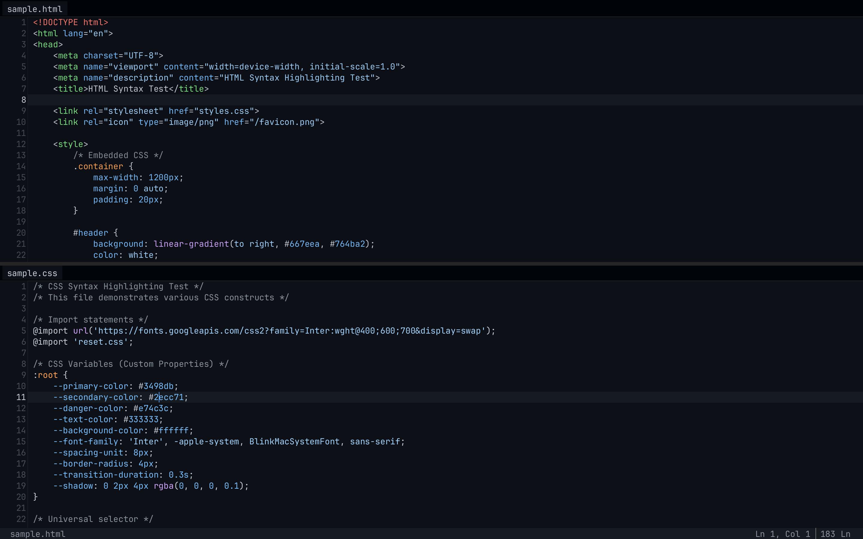 GitHub Dark — HTML + CSS Split
