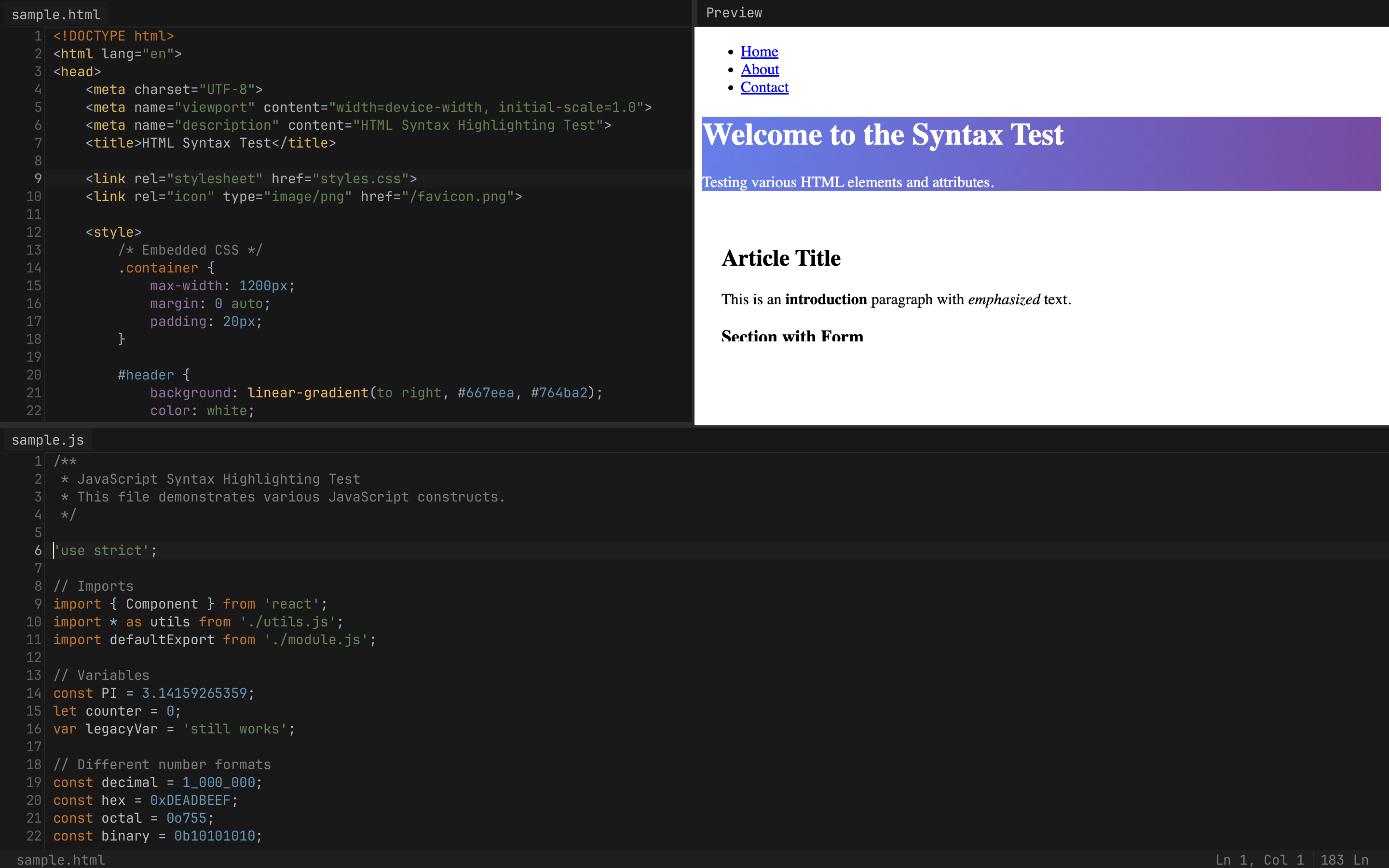 HTML Preview + JavaScript