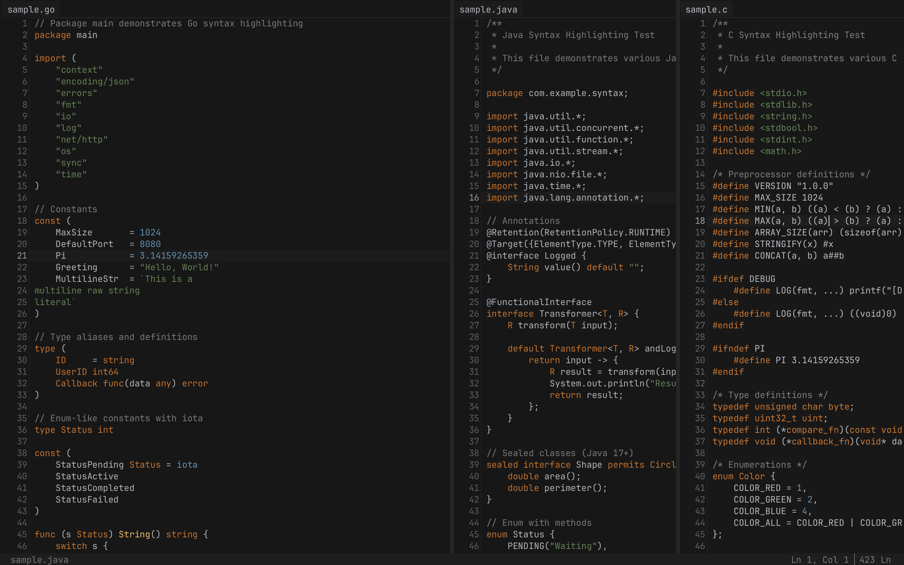 Polyglot — Go, Java, C